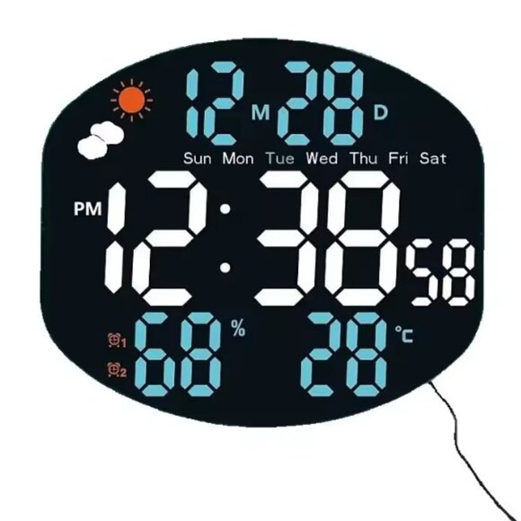 Large Digital Wall Clock Weather Station Forecast TEMP Humidity Date Week Night - Picture 8 of 9